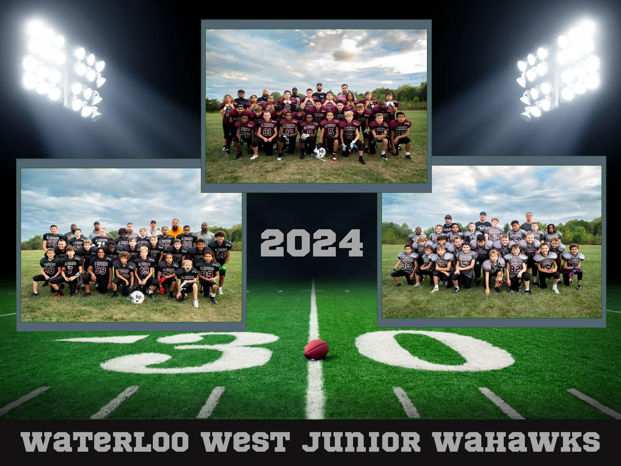 Team poster, Waterloo West Junior Wahawks youth football 2024
